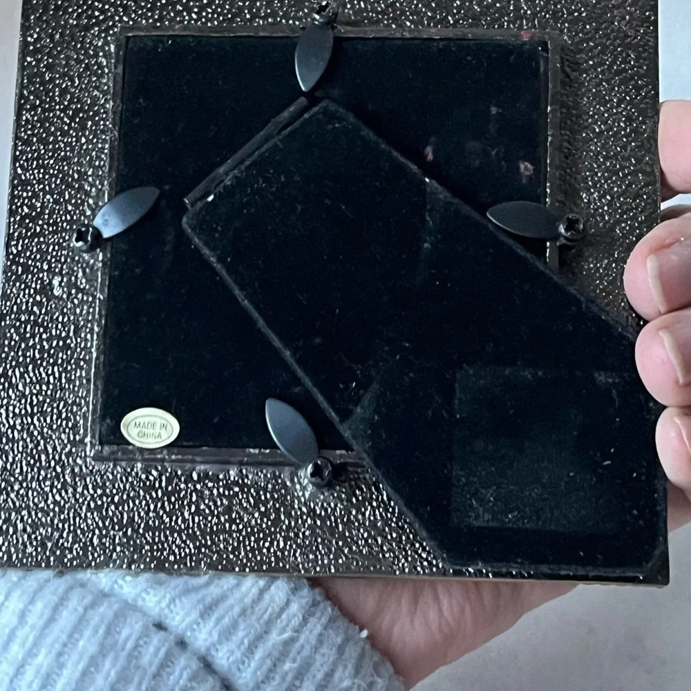 Vintage enamel grape design picture frame for 3”c3” photo
